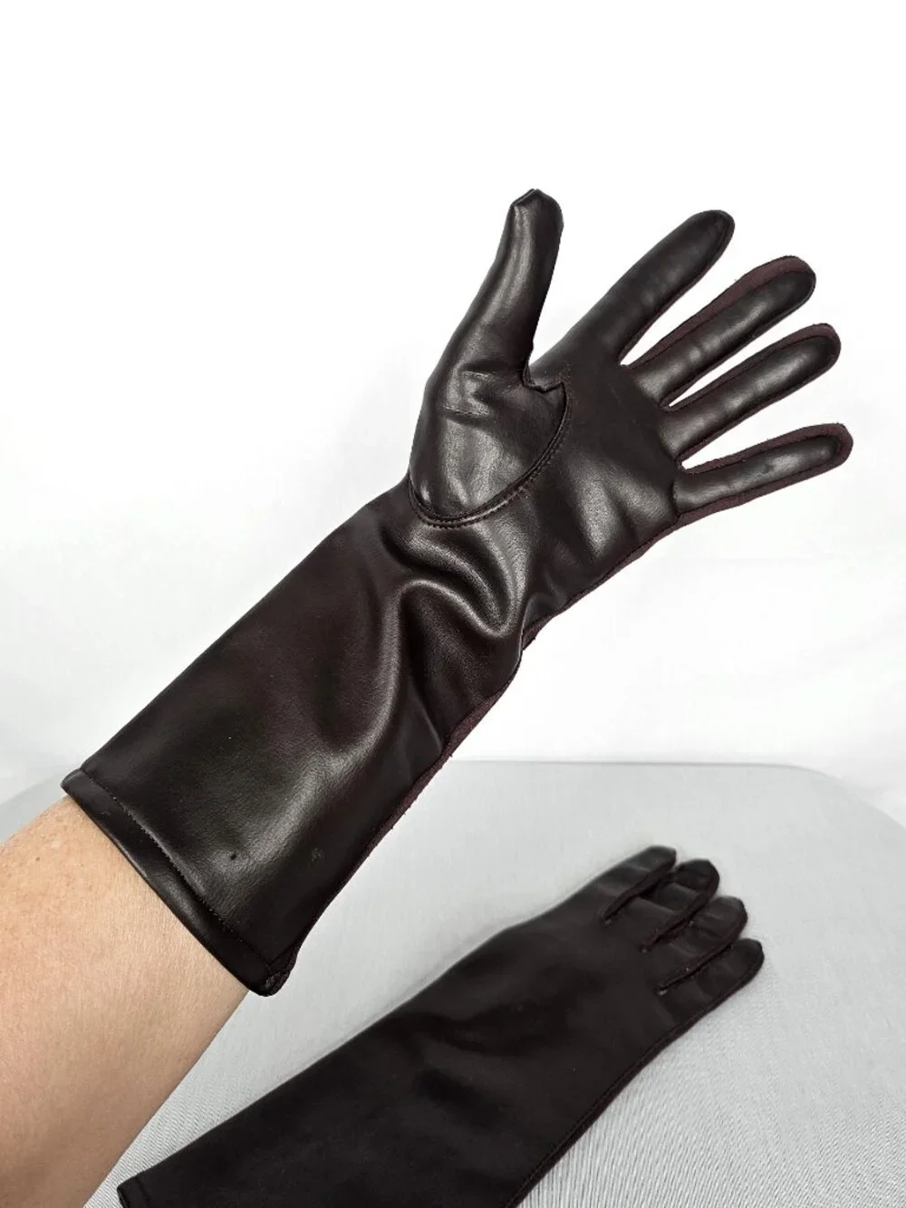 Vintage Opera Length Brown Gloves I Made in Japan I Women's Size S/M
